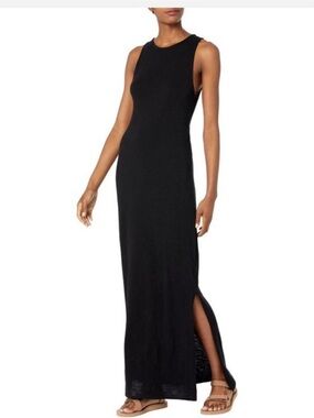 SPLENDID Sleeveless Black Midi Dress - with side slit